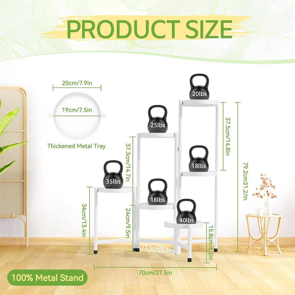 iDavosic.ly Plant Stand Indoor Outdoor, 6 Tier Corner Metal Flower Display Holder Shelf, Folding