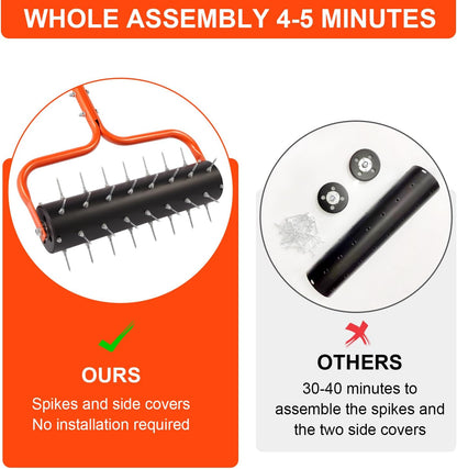 sancat Lawn Aerator, 21" Push Coring Aerator,Preasembled Spike Gardening Aerator Tool,Lawn Plug