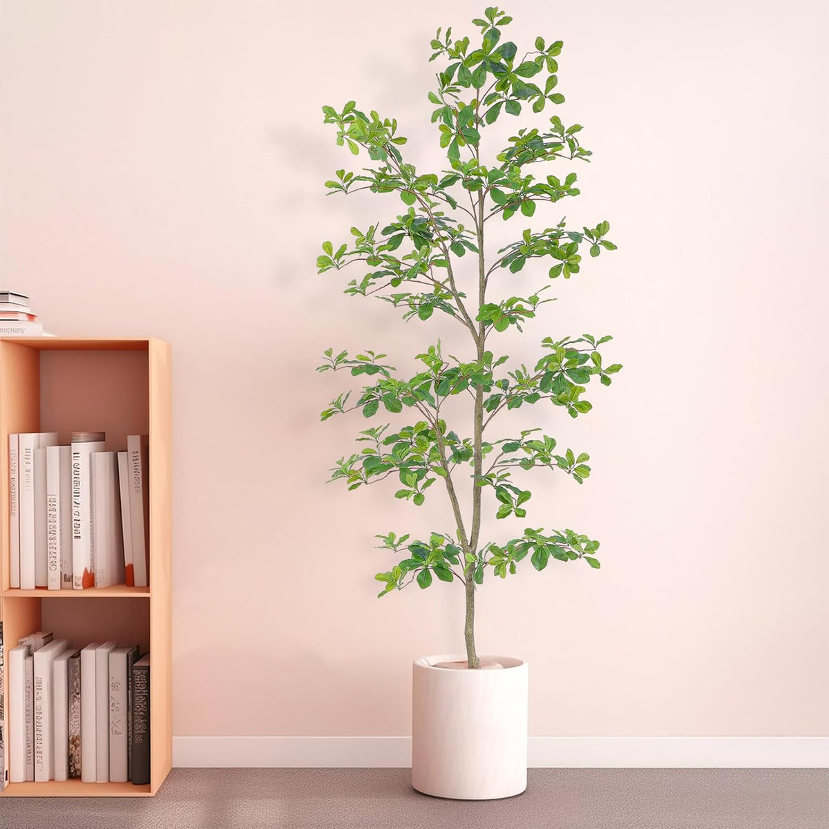 Bellacat Faux Black Olive Tree 7ft, Tall Faux Trees Indoor with Natural Trunk and Realistic Leaves.