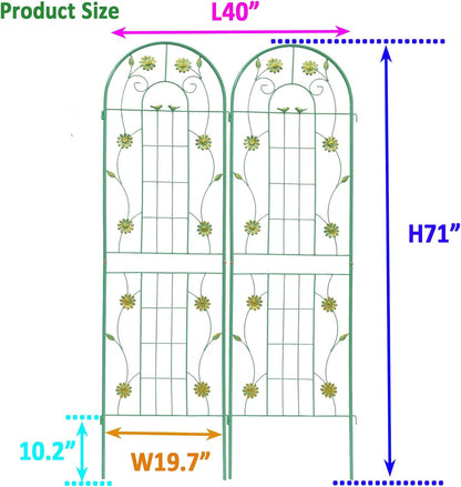 2 Pack Metal Garden Trellis 71" H Garden Fence Rustproof Trellis for Climbing Plants Support Roses