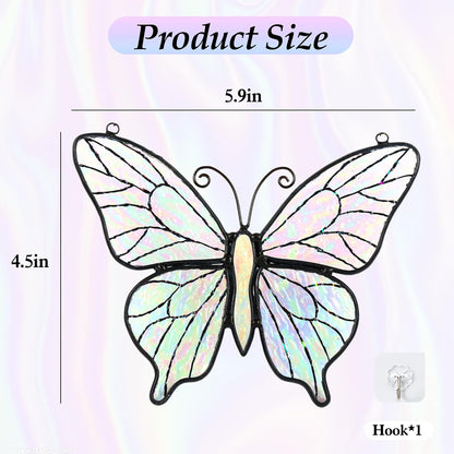 Butterfly Suncatcher Stained Glass Window Hanging, Handmade Butterfly Gift Decor for Mom, Women