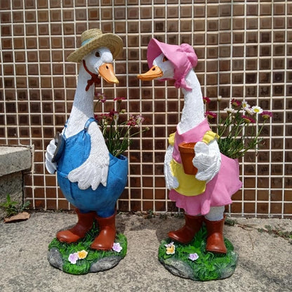 Couple Duck Garden Statue Duck Succulent Plant Flowerpot Goose Flowerpot Indoor and Outdoor Art