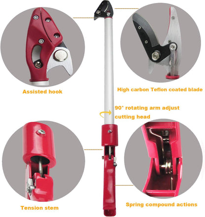 2 Feet Cut and Hold Tree Pruner, Rotation Pole Tree Trimming, Short Reach Fruit Picker, Branches