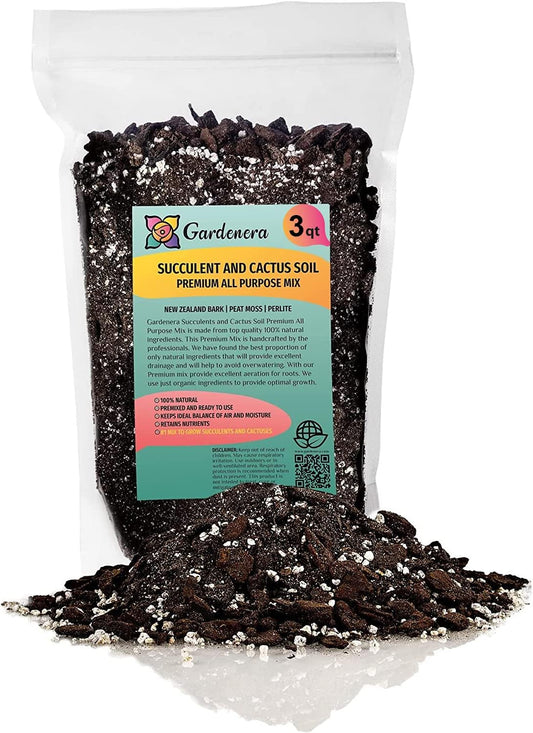Gardenera Professional Succulent Soil Premium All Purpose Blend | Pre-Mixed Ready to Use for Cactus