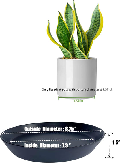 2 Pack 8 Inch Flower Pot Saucers - 9 Inch (8.7 Inch) Ceramic Plant Saucer for Outdoors & Indoors