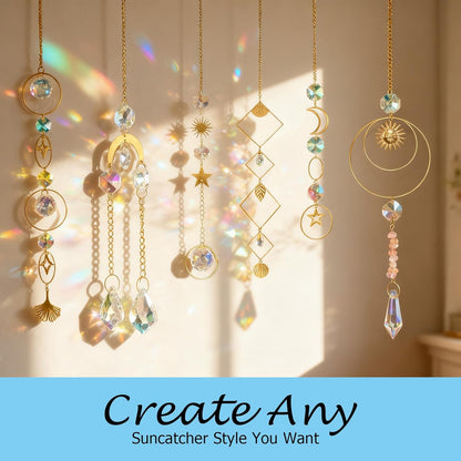 DIY Crystal Suncatcher kit with Wind Chime/Sun and Moon,Sun Catcher Dream Supplies Arts and Crafts