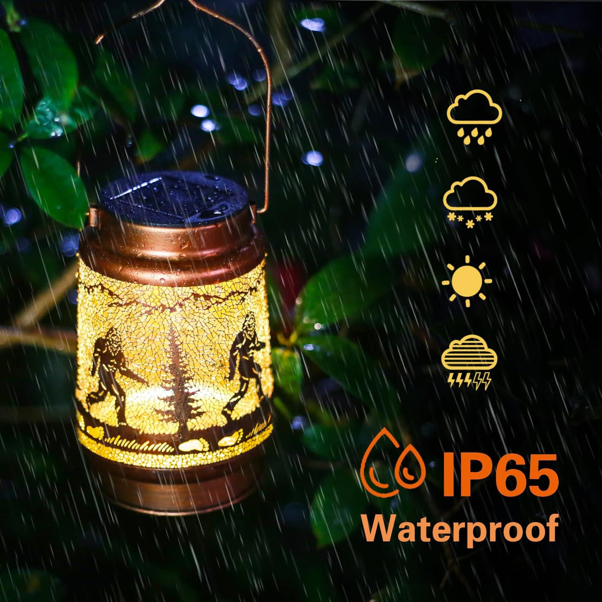 Bigfoot Solar Lanterns Outdoor Waterproof Hanging Solar Lights Big Foot Sasquatch Gifts for Men
