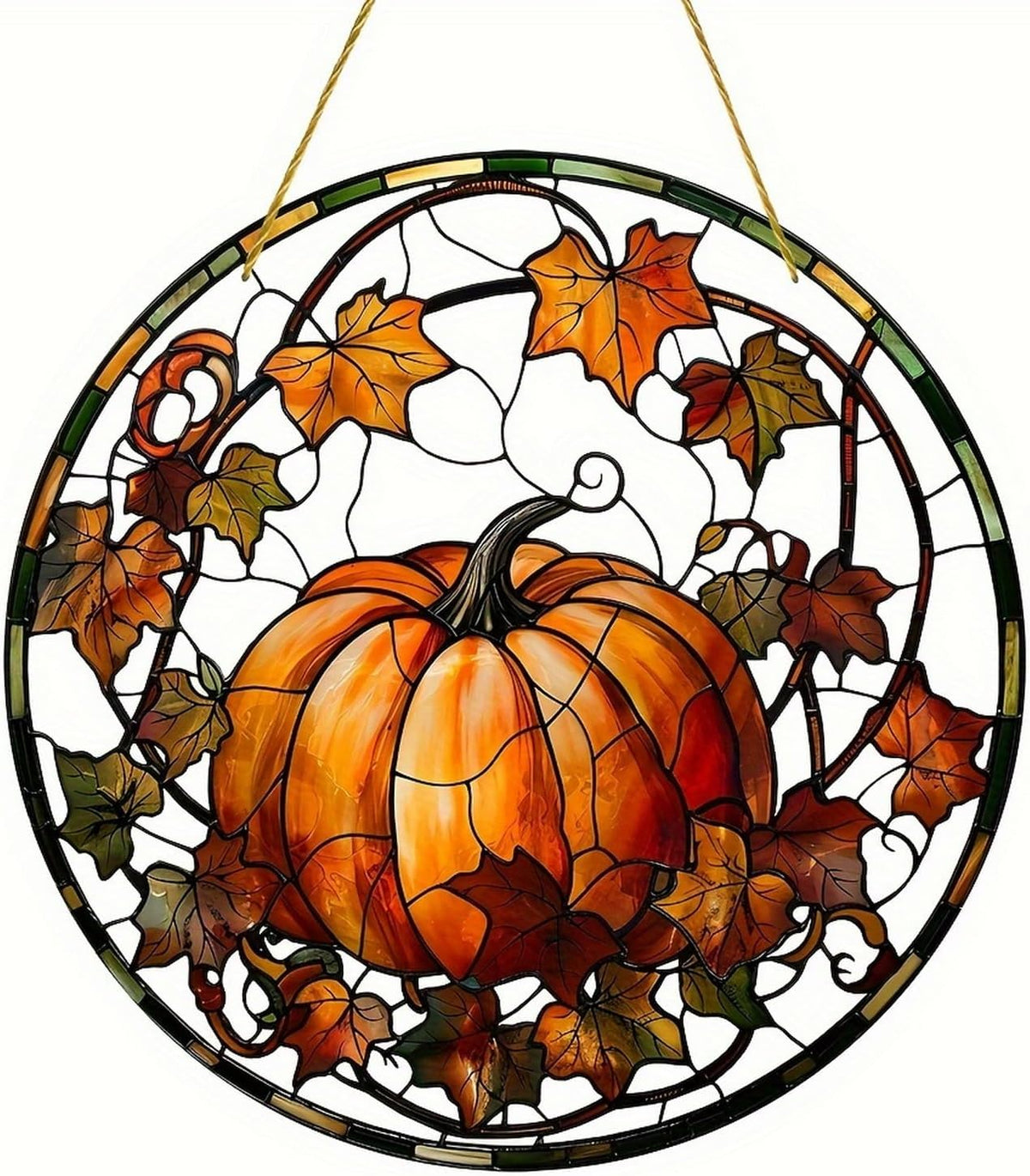 Halloween Suncatcher for Window Hanging Pumpkin Maple Leaves Designs Fall Acrylic Sun Catchers