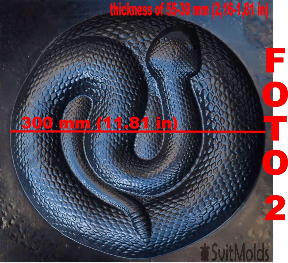 SvitMods Mold Snake DIY Statue for Garden Black ABC Plastic Concrete Cement Mould Rattlesnake