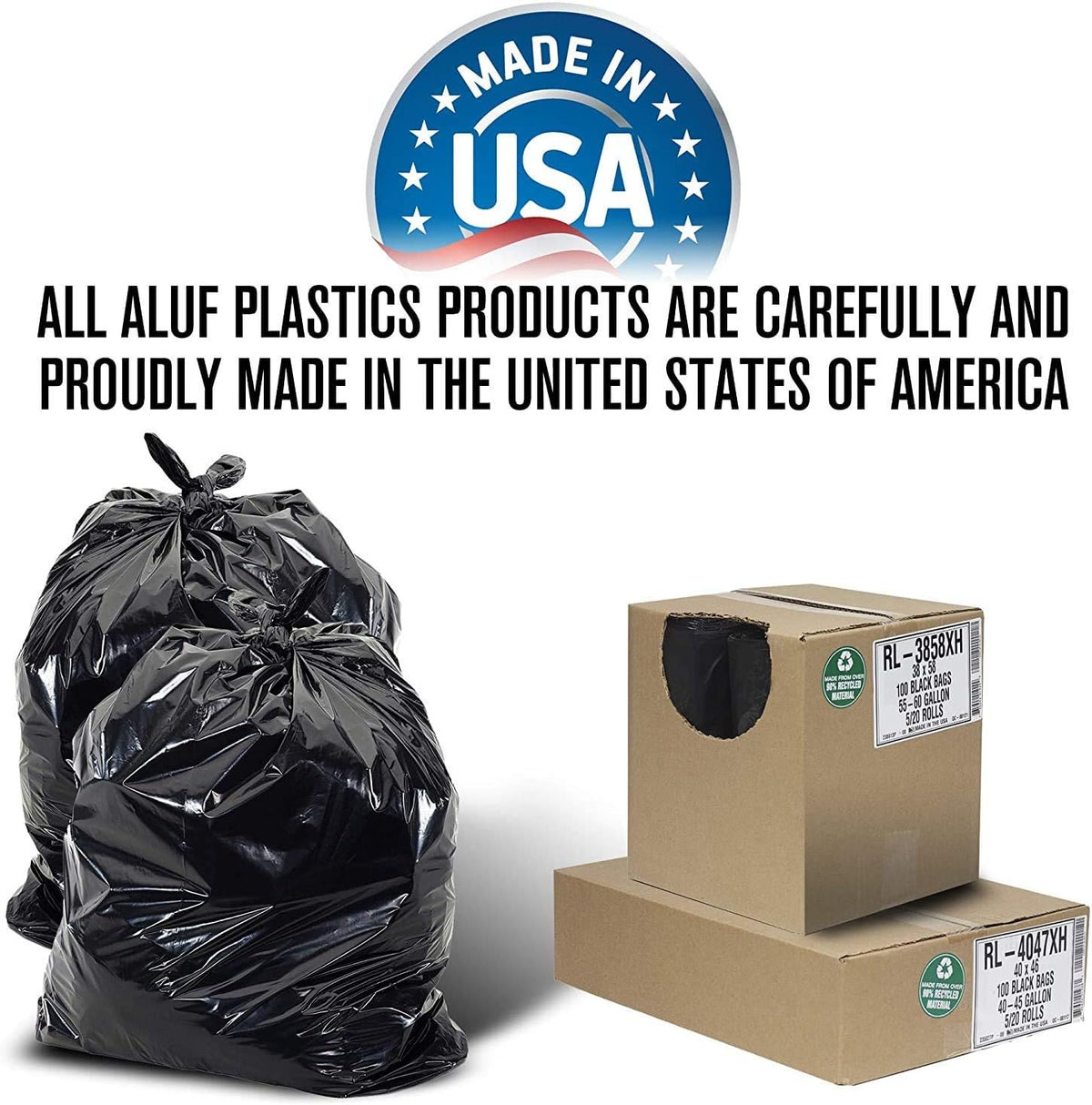 Aluf Plastics 40-45 Gallon Trash Bags (2 MIL - Pack of 50) 40" x 46" - Large Heavy Duty Can Liners