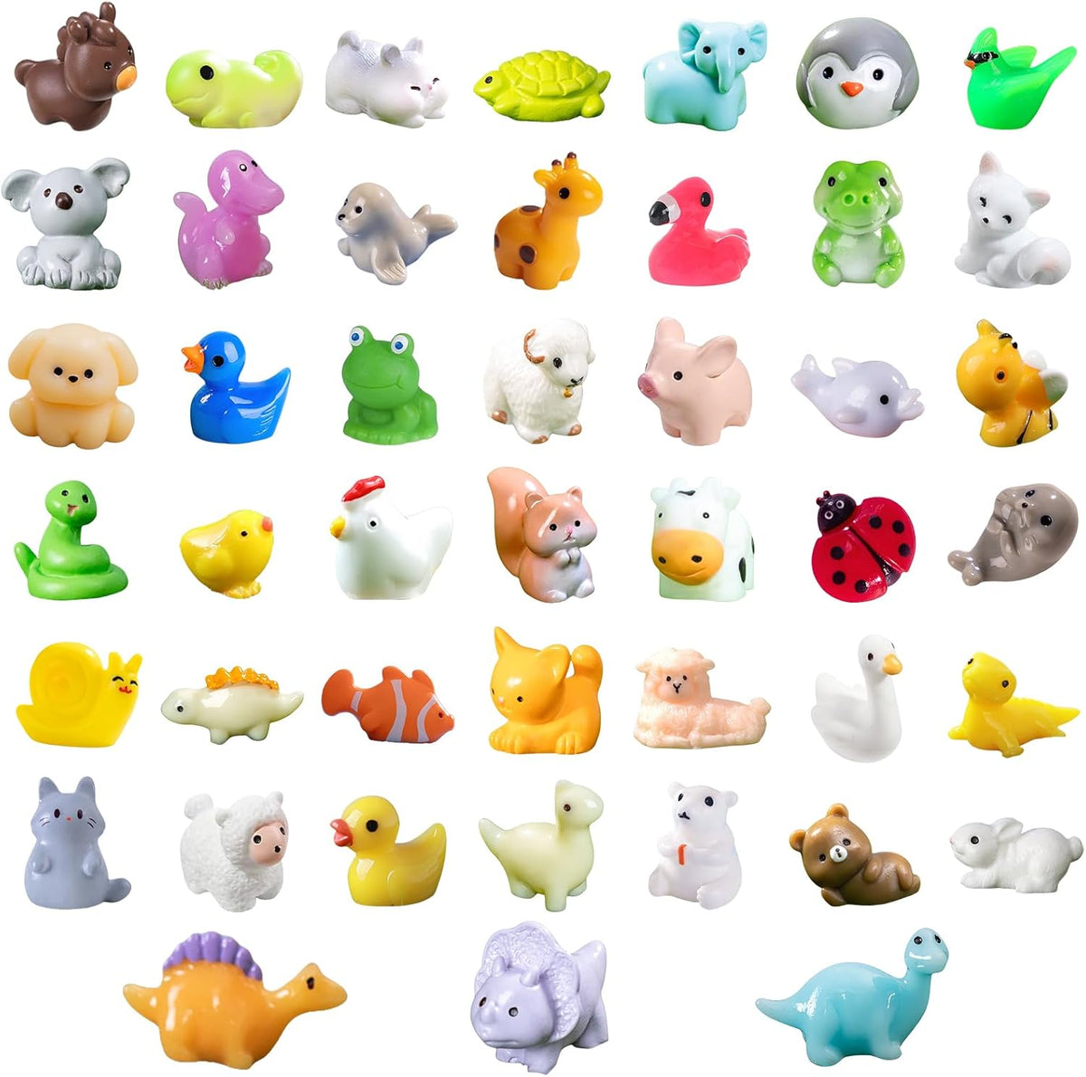 45-Piece Mini Resin Animals, 45 Styles Resin Animals Variety Pack for Dollhouse Fairy Garden