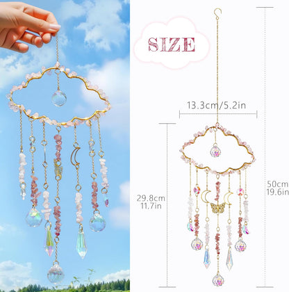 H&D HYALINE & DORA Cloud Shaped Crystal Suncatcher Glass Balls with Chain Rainbow Maker Sun Catcher