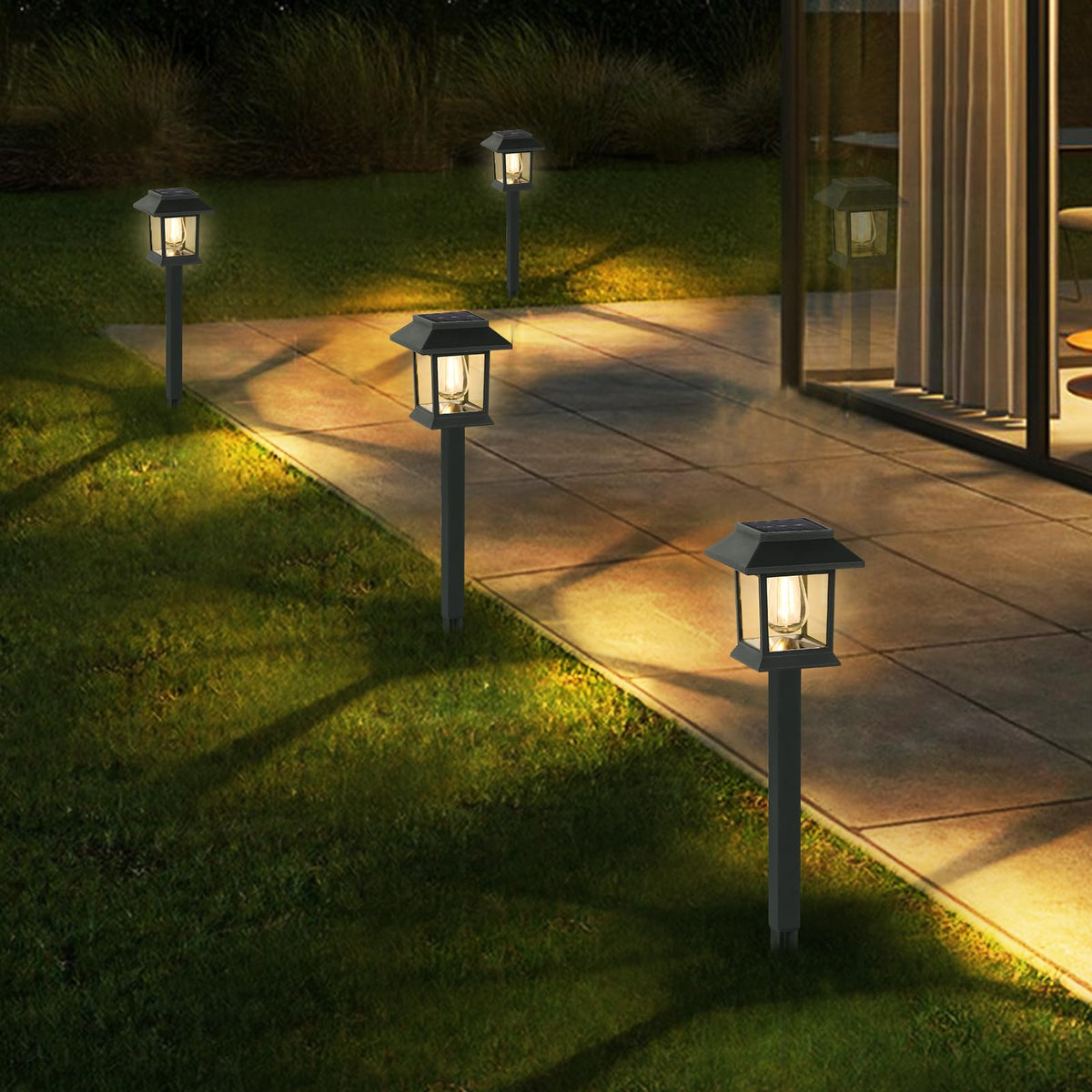 Greluna Solar Lights Outdoor,12 Pack 3000K Waterproof Auto On/Off Solar Pathway Lights for Your