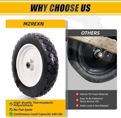 MZREXN 4.80/4.00-8" Flat Free Tire and Wheel 15" Solid Wheelbarrow Tires, 3.00-4.00/4.80-8" with