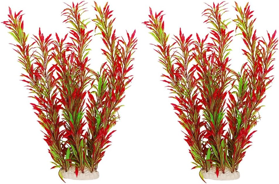 DSkoiph 2 pcs Aquarium Decor Plastic Plants Extra Large 21 Inches Artificial Fish Tank Plants Tall