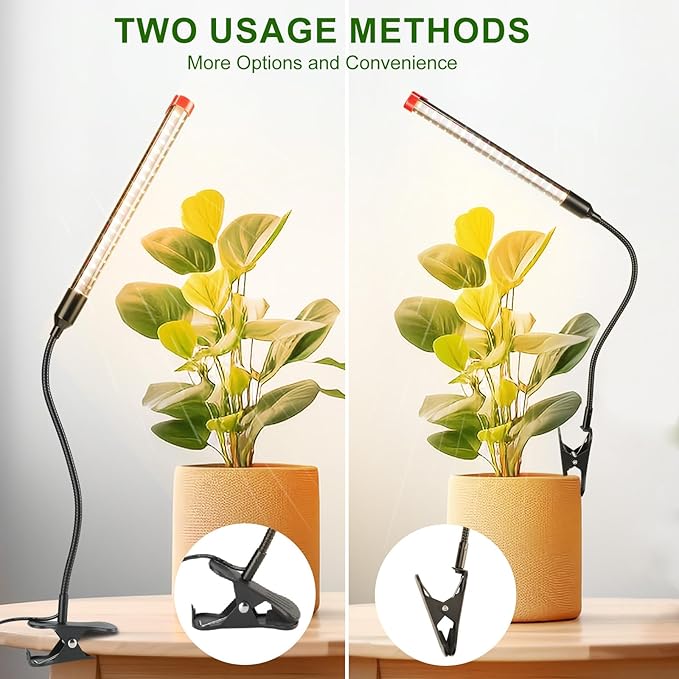 4-Pack Small Clip Grow Lights for Indoor Plants, Bonsai, Succulent, Cactus, Seed Starting with