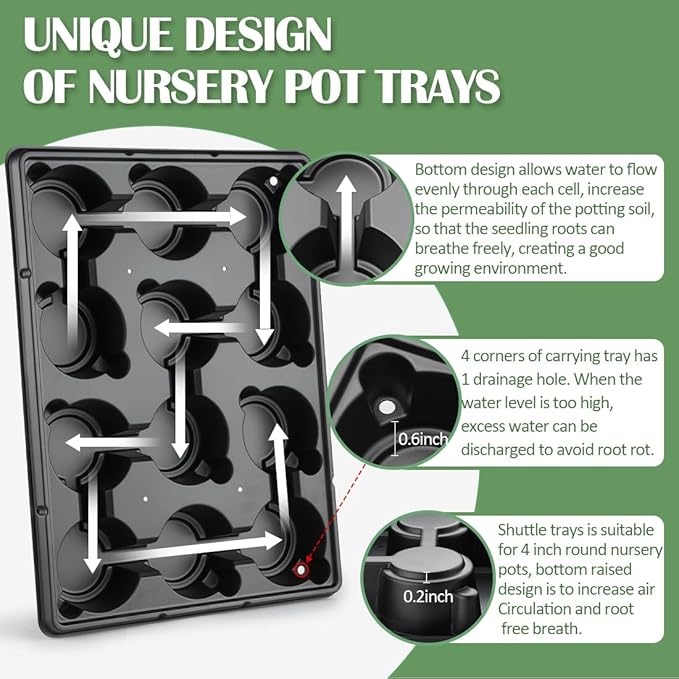 12 Cell Round Nursery Pot Trays Thickened Durable Seedling Pots Shuttle Carrying Trays for Holding
