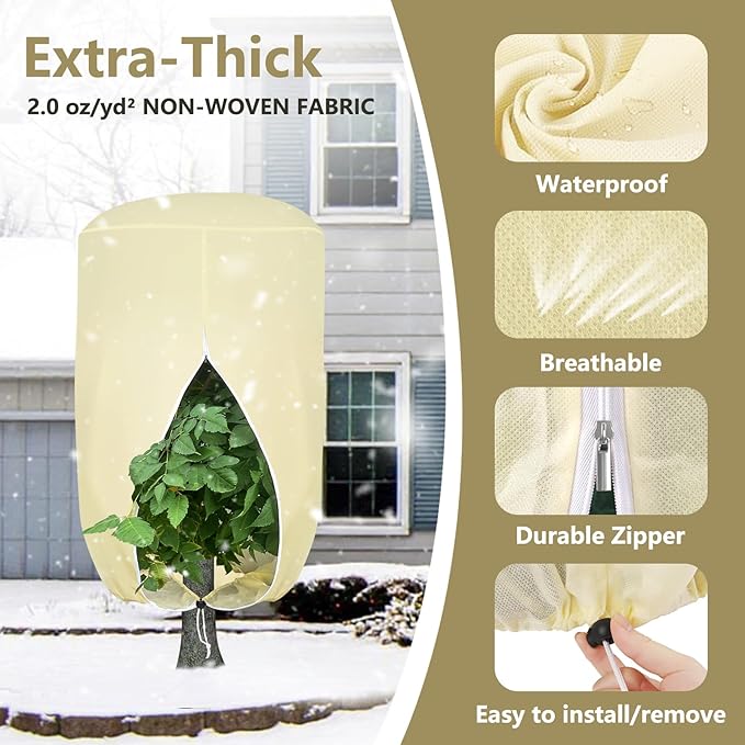 2 Pack Rounded Top Plant Covers Freeze Protection for Winter, Plant Covers for Winter, 47" X 72"