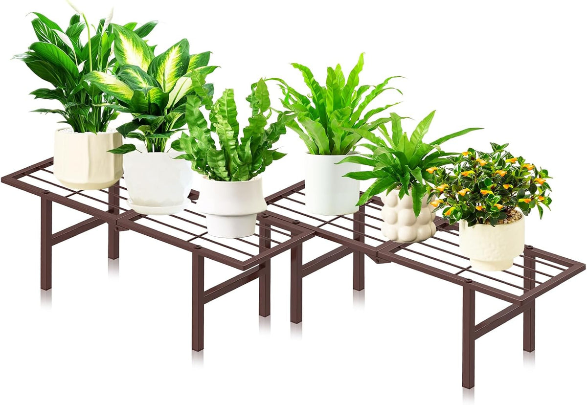 2 Pack Metal Plant Stand Outdoor Indoor, 1 Tier Folding Tiered Corner Flower Display Holder Shelf