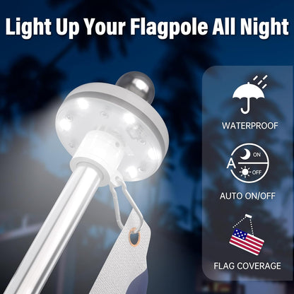 ZMTECH 1PC Solar Light for Flag Pole, Waterproof Outdoor Lighting for 5-10FT Flagpoles, Auto On/Off