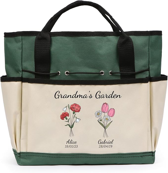 Personalized Garden Tools Set for Women: Custom Text Garden Tool Bag and Garden Shovel & Transplant