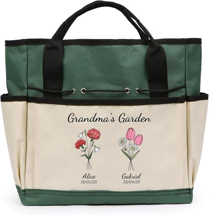 Personalized Garden Tools Set for Women: Custom Text Garden Tool Bag and Garden Shovel & Transplant
