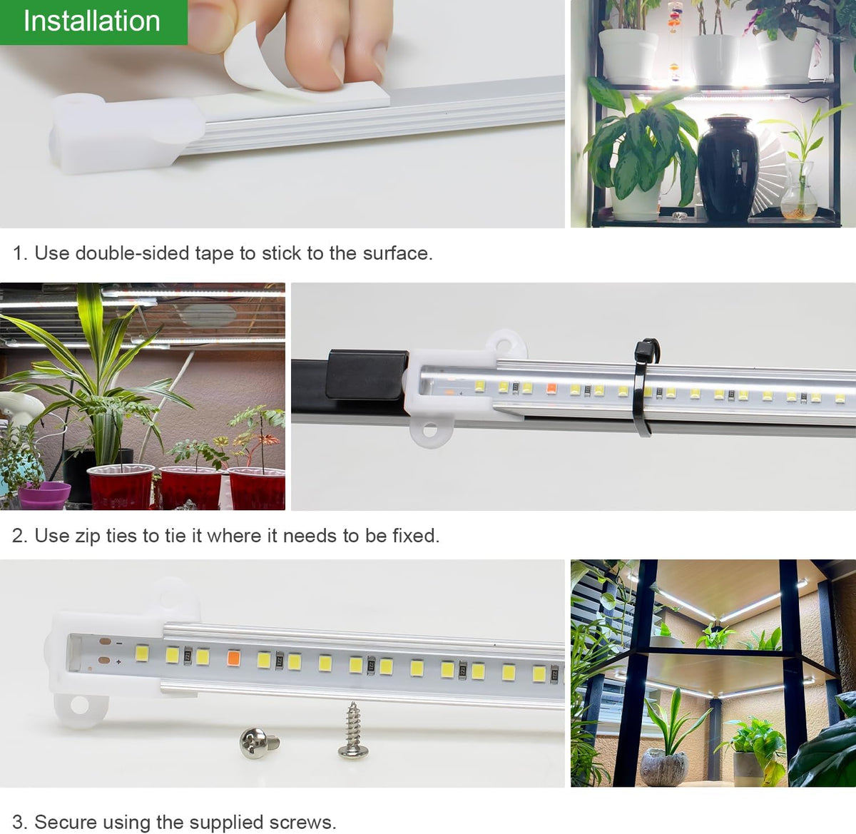 Wiaxulay LED Plant Grow Light Strips, 6000K White Grow Lights for Indoor Plants Full Spectrum, 3
