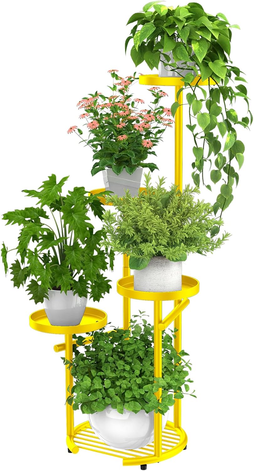 TOSKING 5 Tier Metal Plant Stand Indoor， Plant Shelf, Corner Shelf Flower Pot Stand for Outdoor