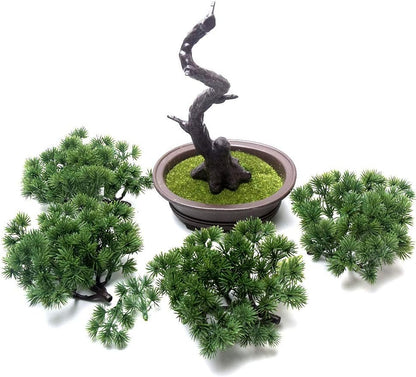 KOET Artificial Bonsai Pine Tree, 11Inch Faux Potted Plant Desk Display Fake Tree Pot Ornaments