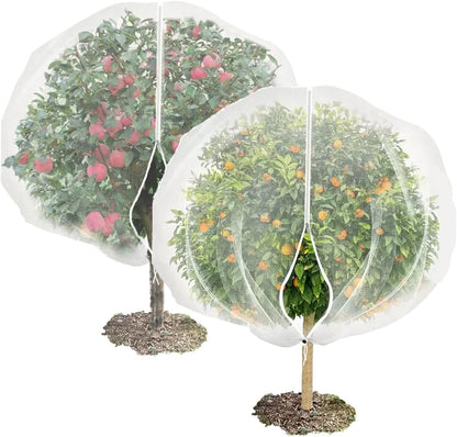 2 Pack Large Fruit Tree Netting with Zipper & Drawstring, 5.9 x 5.9 Ft Reusable Blueberry Bush