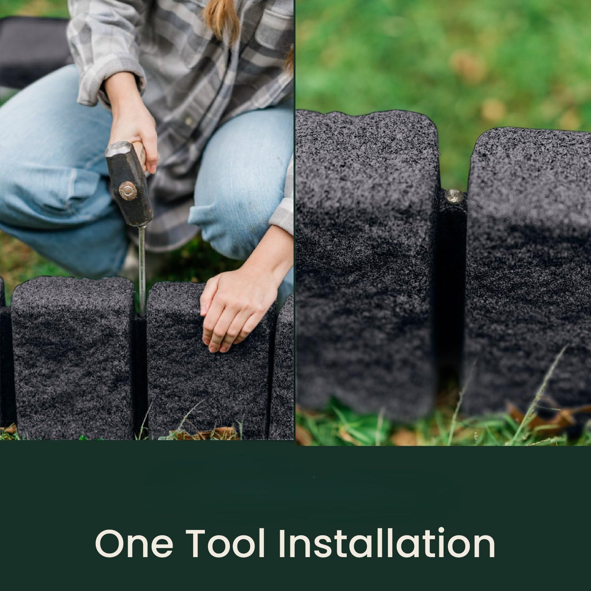 Beuta Landscape Edging | Garden Edging Border | Faux Stone Block XL for Lawn Edging, Flower Beds &