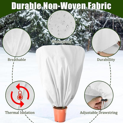 8 Pcs Plant Covers Frost Protection Bag 47" x 31.5" Winter Reusable Plants Jacket with Drawstring