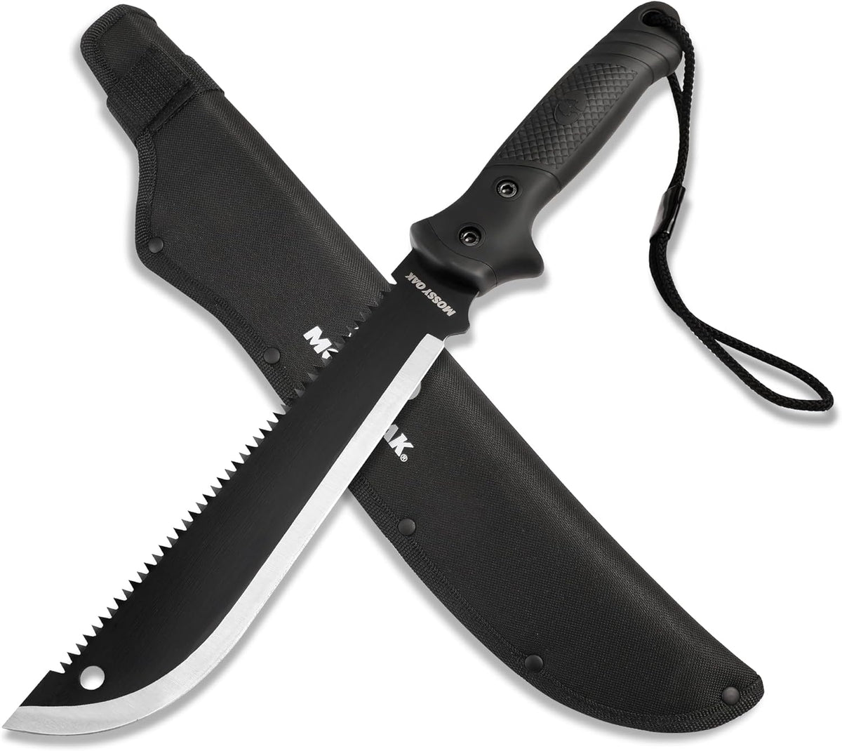 MOSSY OAK Machete with Saw, 19" Sharp Machete with Sheath, Ergonomic No-Slip Handle, Machetes for