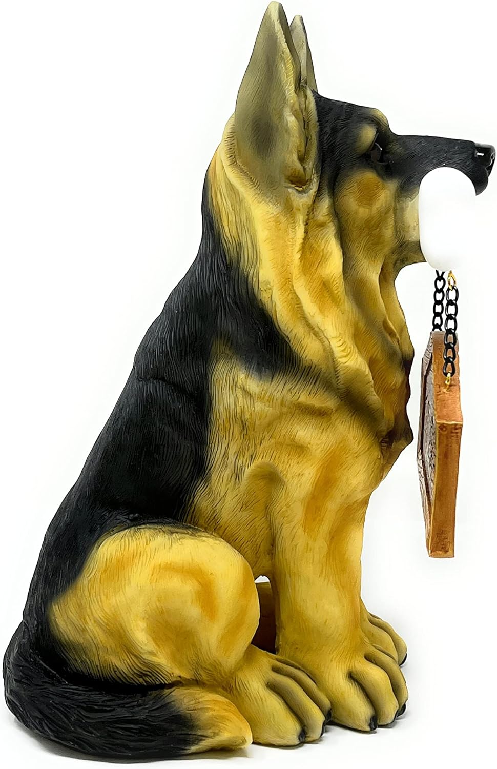 Nature's Mark German Sheperd Dog Puppy Statue with Reversible Welcome Sign and Go Away Sign Resin