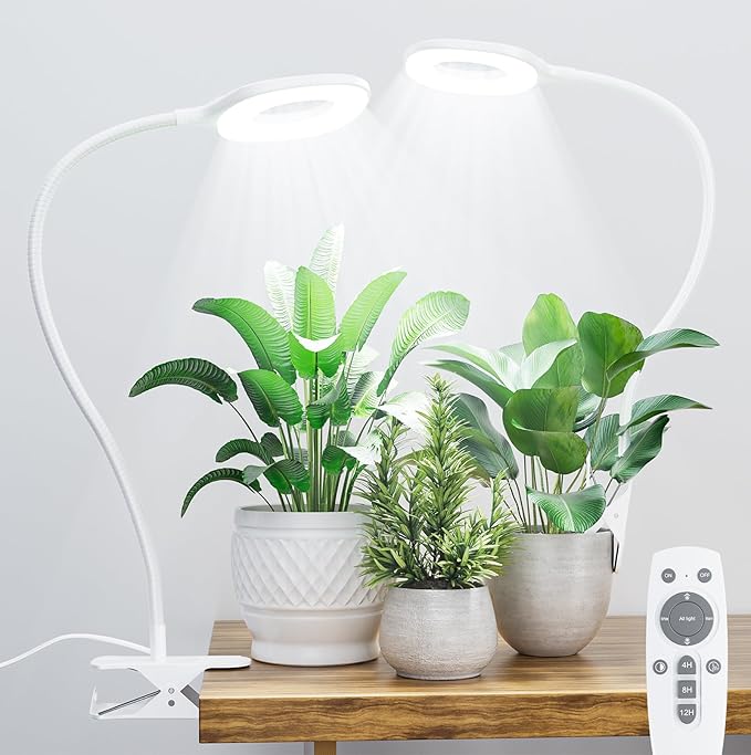 Full Spectrum Grow Lights for Indoor Plants, Clip On Plant Lights for Indoor Growing with 4/8/12H