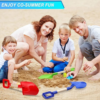 16" Beach Sand Shovels Toy for Kids, Garden Scoop Tool Kits, Sturdy Long Handheld Wooden Plastic