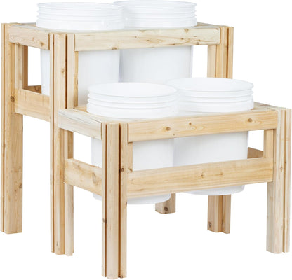 Greenes Fence Two-Tiers Four Bucket Elevated Cedar Wood Garden Frame, 30 in. x 28 in. x 30 in.