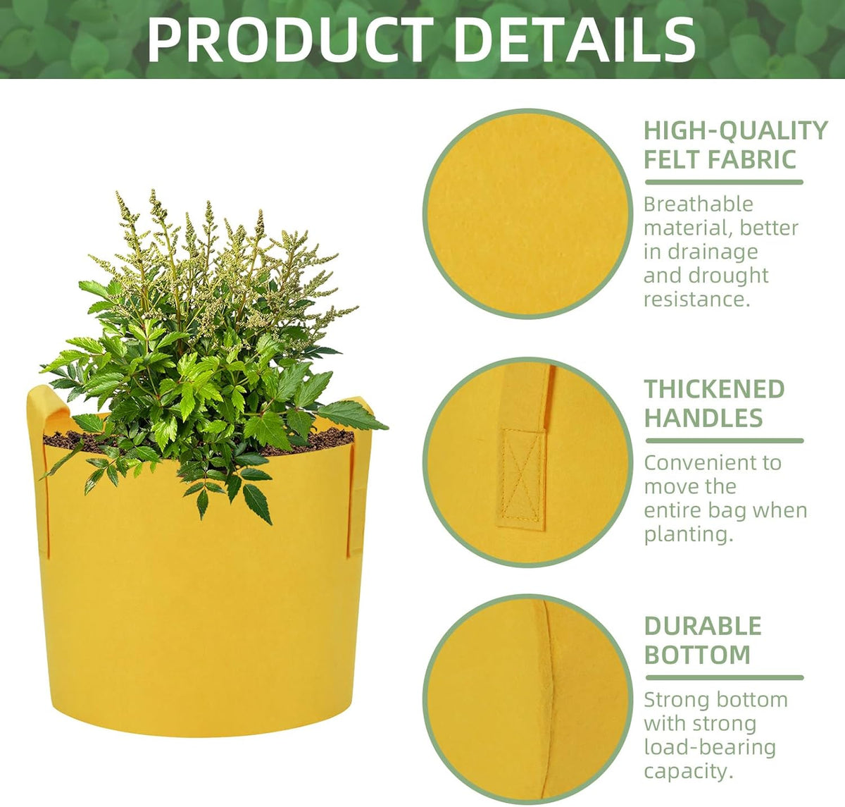 20 Pack 15 Gallon Grow Bags, Colorful Potato Plant Grow Bags with Handles, Nonwoven Garden Fabric