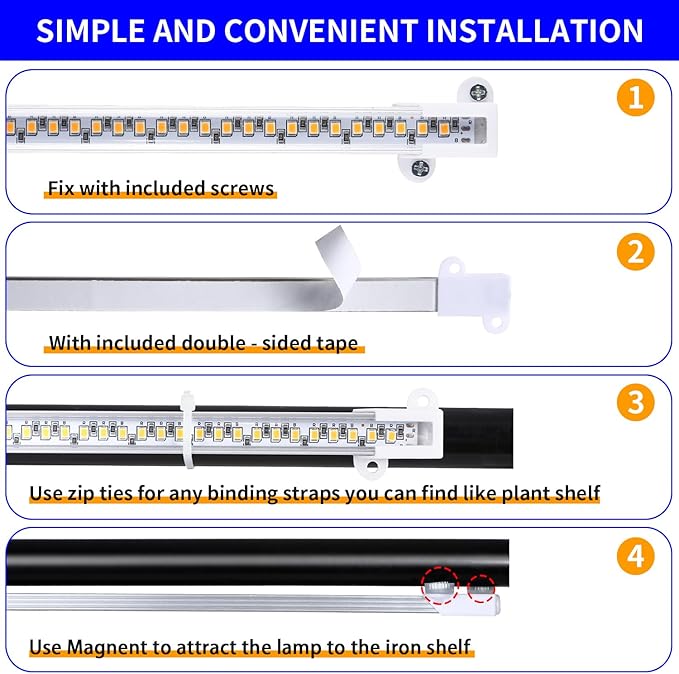 13 Inches Strip Growing Lamp for Indoor Plants, 3500K Full Spectrum LED Grow Light Strips with Auto