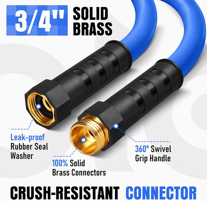 Heavy Duty Garden Hose 25 ft, Non-Expanding Flexible Water Hose, Kink Resistant Lightweight Hybrid