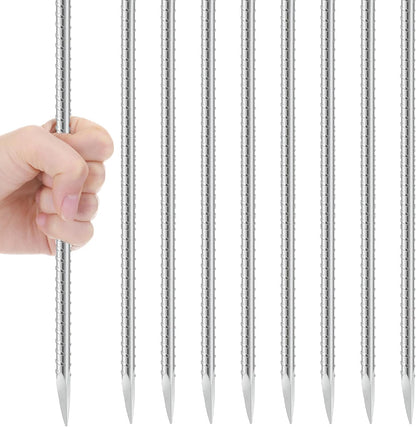 Gisafai 8 Pcs 16 Inch Ground Rebar Stakes Heavy Duty Ground Anchors Steel Plant Support Garden