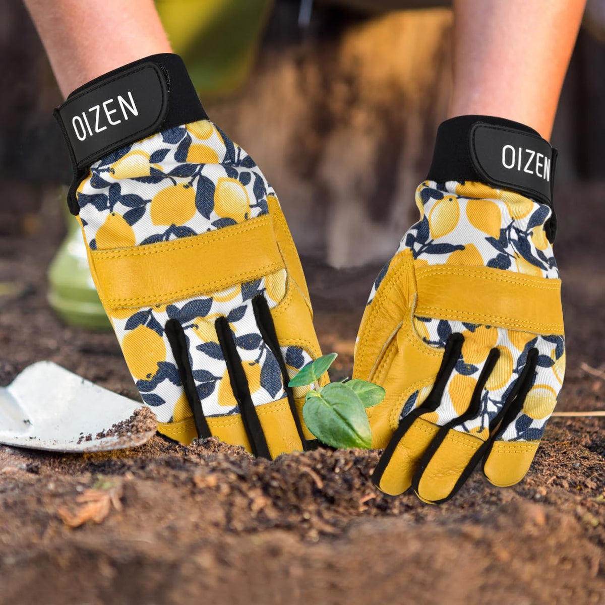 OIZEN Cowhide Leather Thorn Proof & Puncture Resistant Gardening Gloves for Women and Men