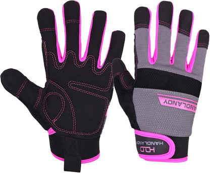 HANDLANDY Women Safety Work Gloves Utility Touch Screen Working Grip Glove for Yardwork Gardening