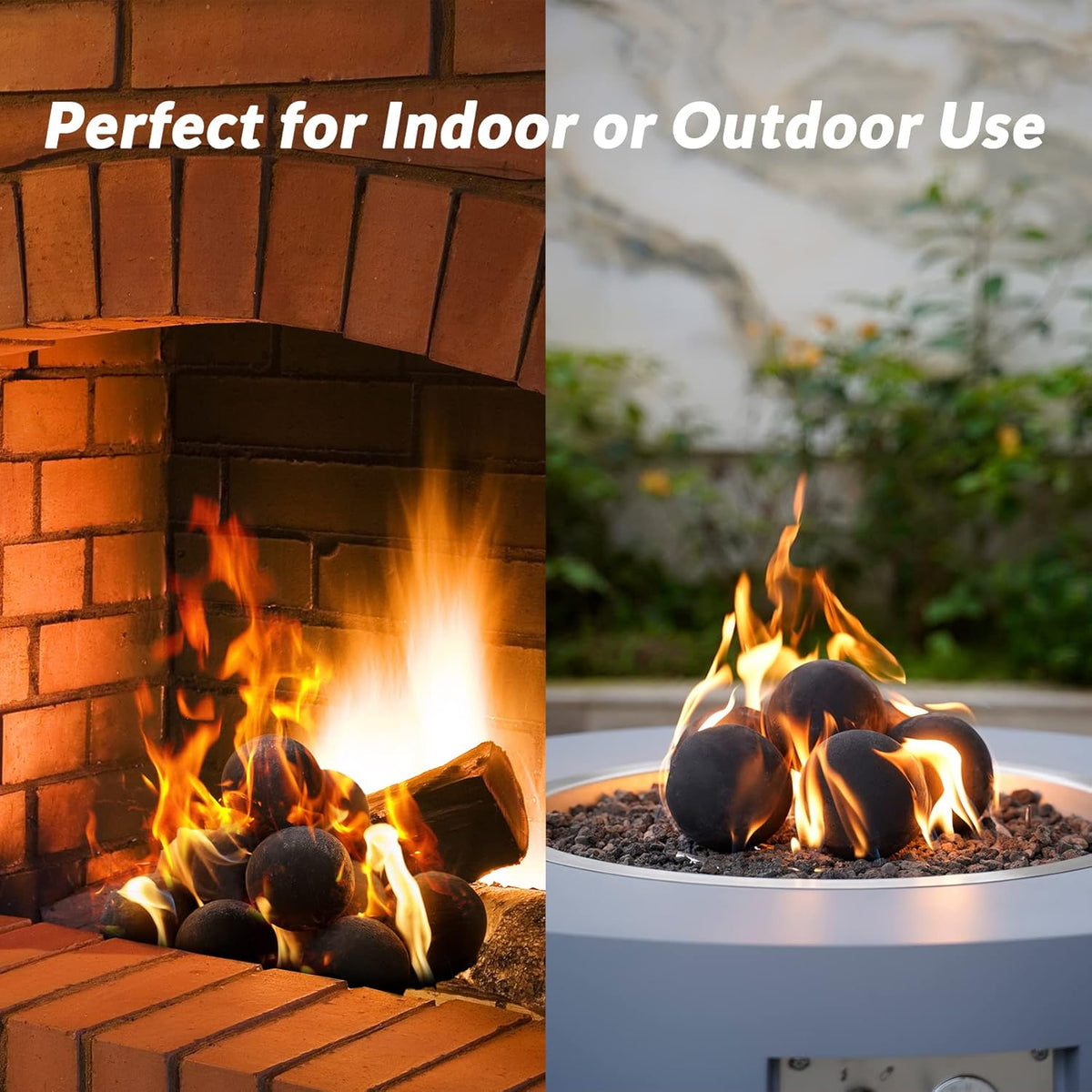 Skyflame Ceramic Balls, Set of 15 Round Fire Stones Set for Indoor and Outdoor Fire Pits or