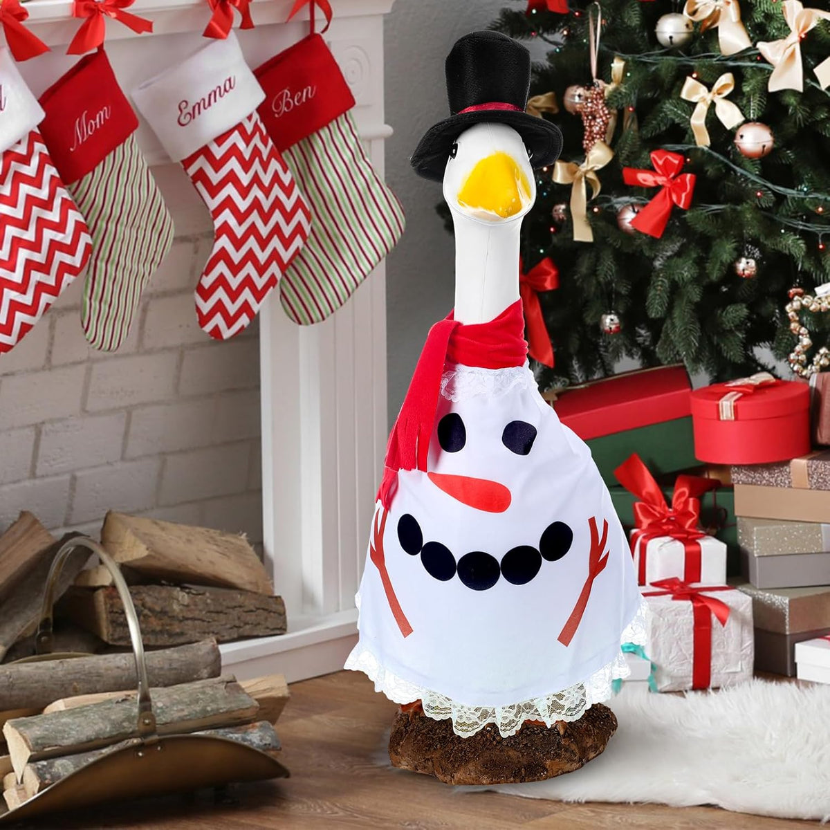 Christmas Snowman Goose Outfit Clothes for 23" High Cement or Plastic Goose Lawn Clothing Porch