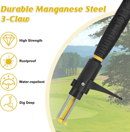 39" Stand Up Weed Puller Tool - Heavy Duty Detachable 3-Claw Weeder with Ergonomic Long D-Handle |