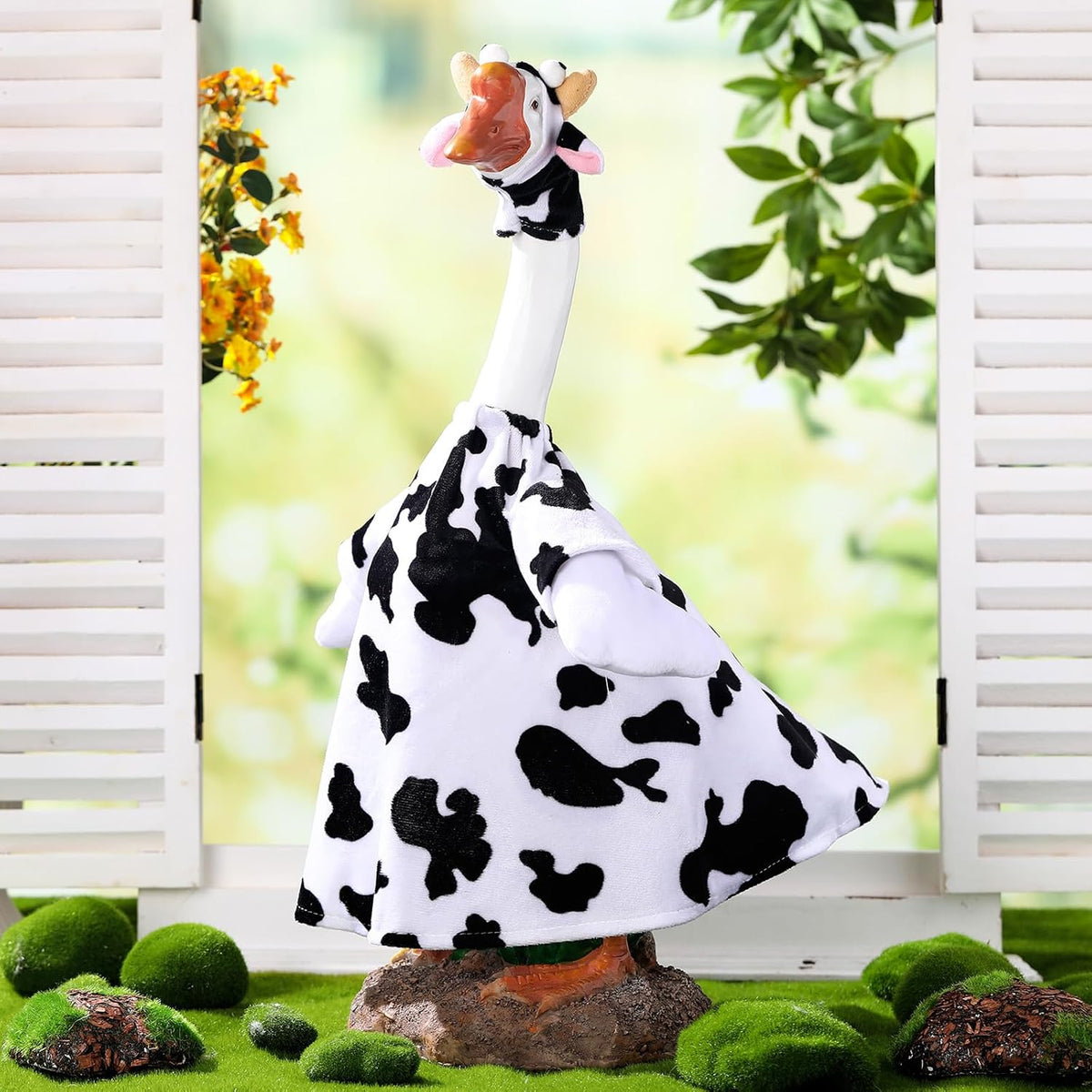 Cow Goose Outfit Clothes for 23 High Cement or Plastic Goose Lawn Clothing Porch Garden Costume