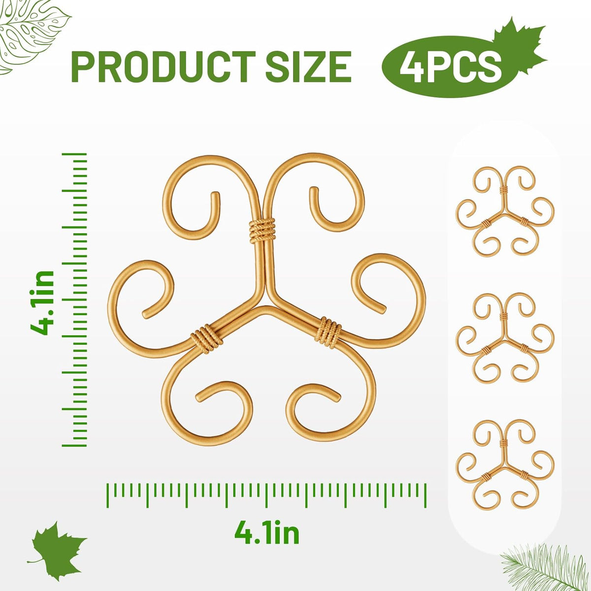 4PCS Iron Monstera Support, Uniquely Designed Plant Support Stakes for Indoor Plants, Stable Plant