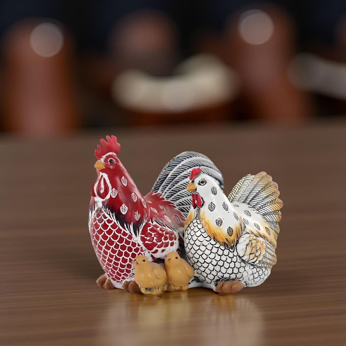 Chicken Family Decorative Sculpture, Indoor/Outdoor Outdoor Garden Statue,Rooster, Hen, Chick
