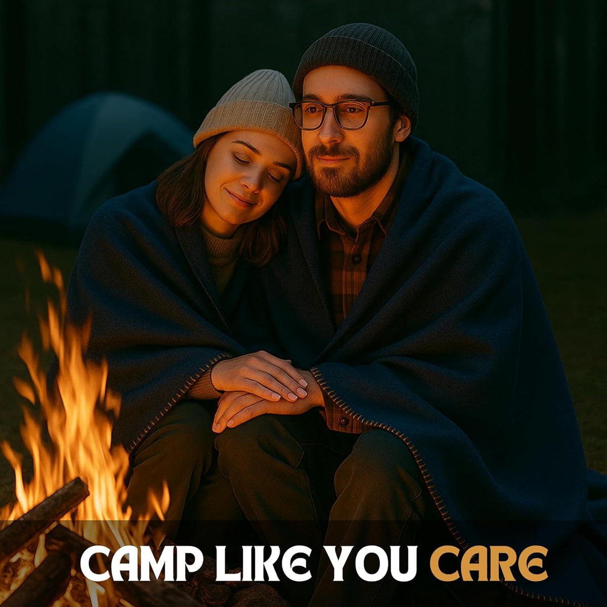Wool Camping Blanket – 70% Wool Heavy-Duty Military Style Throw, Warm & Washable, Fire Retardant